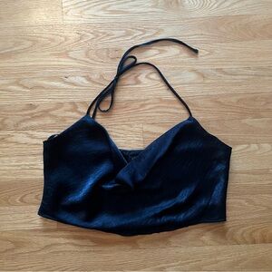 Wild Fable from Target Black Cowl Neck Crop Top (Size Small)
